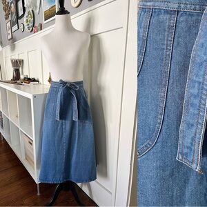 Vintage 1970s Hi Hi A-Line Denim Wrap Skirt with Pocket Detail - Size S/M